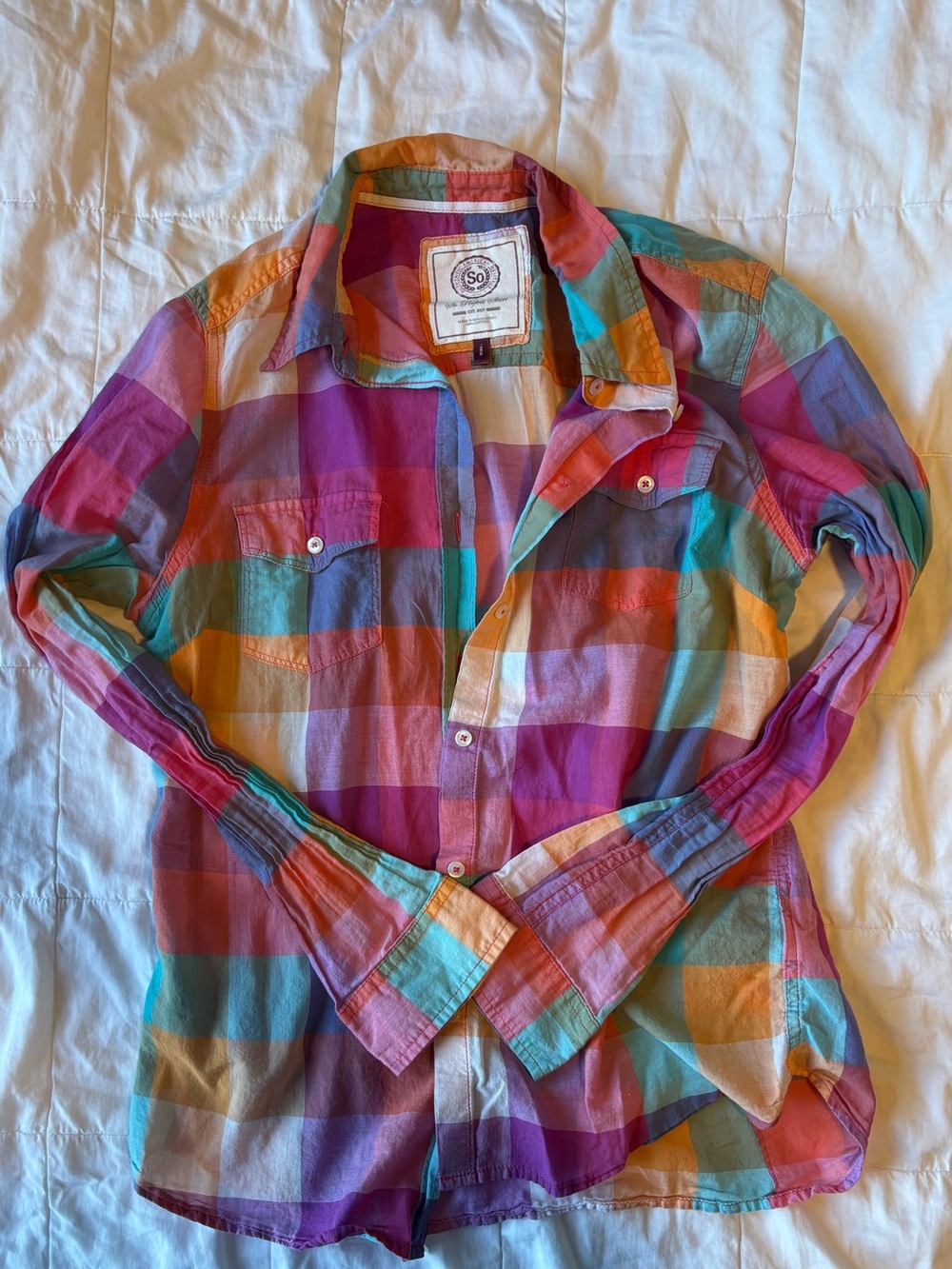 Authentic American Heritage Multi-Color Plaid 100% Cotton Button-Down Shirt